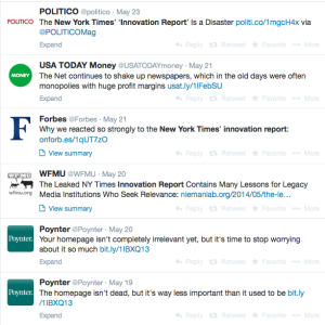The journalism world was all atwitter about the NYT Innovation Report.